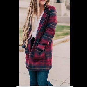 Plaid midi jacket size large